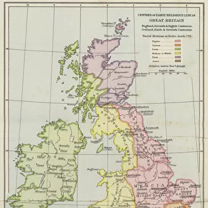 Centres of Early Religious Life in Great Britain (colour litho)