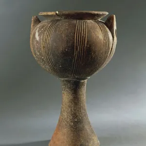 Ceramic cup with flared cylindrical base, from Sicily Region, Italy