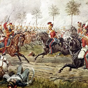 Charge of the 1st Life Guards at Genappe, 17 June 1815, c. 1890 (w / c on paper)