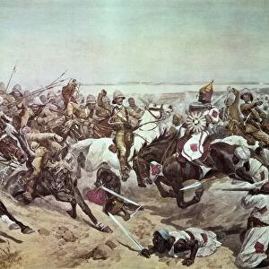Charge of the 21st Lancers at Omdurman, 2nd September 1898 (colour litho)