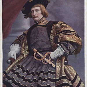 Charles le Bargy as Don Carlos in Hernani (coloured photo)