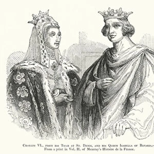 Charles VI, from his Tomb at St Denis, and his Queen Isabella of Bavaria (engraving)