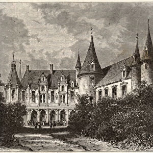 chateau du rocher a mezangers en Mayenne - engraving in "La France illustree