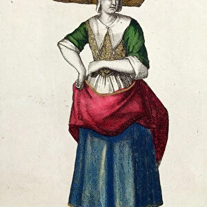 The Cheese Crier, end 17th century (colour litho)