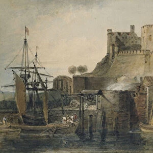 Chester Castle, c. 1805 (watercolour over graphite, with pen and ink and scratching out)