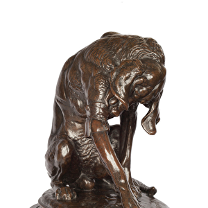 Chien Courant Blesse (Wounded Hound) c. 1856 (bronze with dark brown patina)