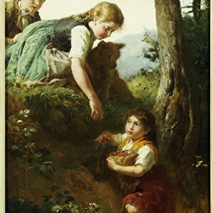 Children picking Berries (oil on panel)