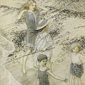 Four Children at the Seashore, 1910 (w / c on paper)