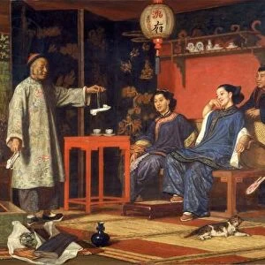 Chinese Ladies Looking at European Curiosities, 1868 (oil on canvas)