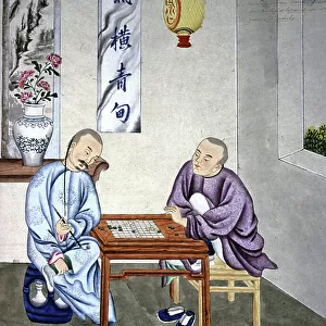 Chinese playing Go game, c. 1870-1890 (gouache)
