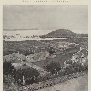 The Chinese Question, the Treaty Port Chefoo, View of the Town and Harbour (litho)