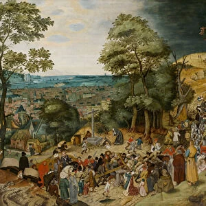 Christ carrying the cross by Brueghel, Pieter, the Younger (1564-1638). Oil on wood, Between 1598 and 1620, Dimension : 120x170. Bonnefantenmuseum Mstricht