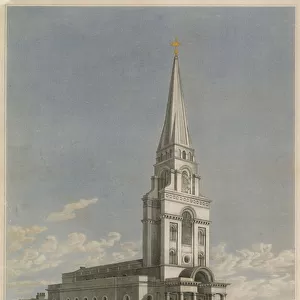 Christ Church, Spitalfields, London (coloured engraving)