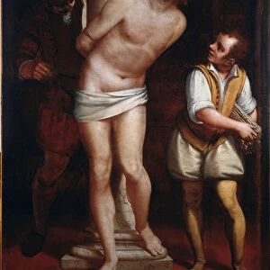 Christ at the column or the scourging Painting by Luca Cambiaso (1527-1585