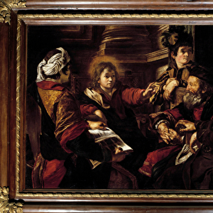 Christ and the Doctors Painting by Giovanni Serodine (1600-1630) 17th century Sun