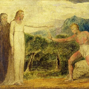 Christ giving sight to Bartimaeus (tempera with pen & ink on canvas)
