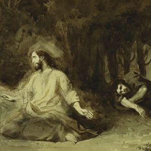 Christ at the Mount of Olives, 1826 (pencil & brown wash on paper)