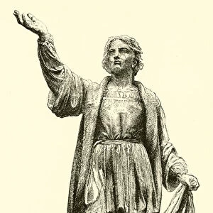 Christopher Columbus, Sculpture by Signor Cordier (engraving)