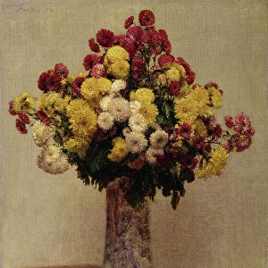 Chrysanthemums in a vase, 1873 (oil on canvas)