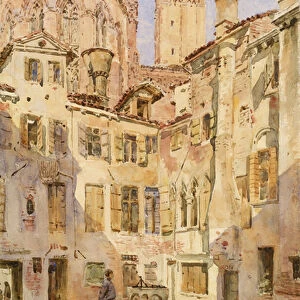 The Church of the Frari, Venice, from the Campiello San Rocco, 1854 (w / c on paper)