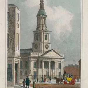 Church of St Leonard, Shoreditch (coloured engraving)