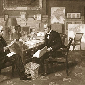 Churchill and Fisher at work: the First Lord in his room at the Admiralty with the First