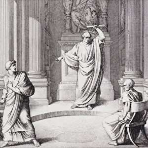 Cicero Denouncing Catiline, engraved by B. Barloccini, 1849 (engraving)