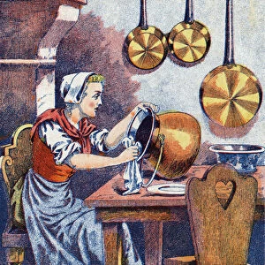 Cinderella in his kitchen, ", Illustration for "Cinderella"
