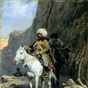 Circassians Patrol, c. 1885 (oil on board)