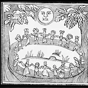 Circle of Witches Dancing Beneath a Full Moon, illustration from a collection of