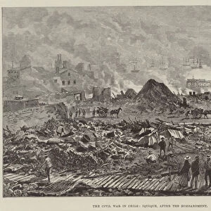 The Civil War in Chile, Iquique, after the Bombardment (engraving)