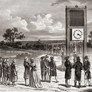 Claude Chappe demonstrating his first aerial telegraph system in 1791