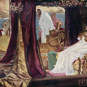 Cleopatra in her barge, from Shakespeares Antony and Cleopatra (colour litho)