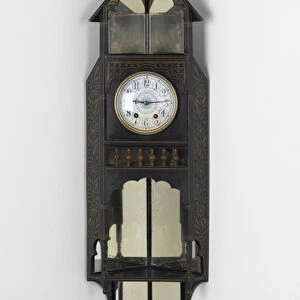 Clock, 1872-83 (ebonised and painted wood with an enamelled metal clock face