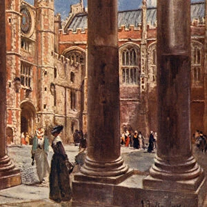 Clock Court, Hampton Court Palace (colour litho)