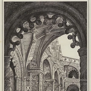 Cloister of the Monastery ofs Jerome Belem, Lisbon (engraving)