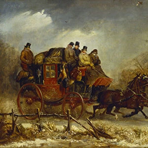 Coaching Scene - Through the Four Seasons: Winter (oil on canvas)