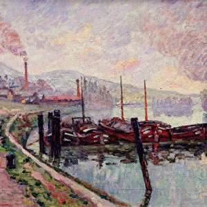 Coal Barges (oil on canvas)