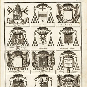 Coats of arms of religious ranks. 1763 (engraving)