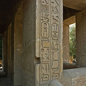 Detail of the columns with hieroglyphs, white chapel of Pharaoh Senusret I (low relief)