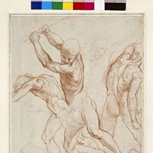 Combat of nude Men (red chalk on paper)