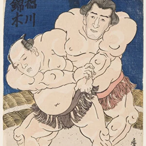 Combat de sumo entre Inogawa et Nishikigi. Estampe de Utagawa Kunisada (1786-1865)