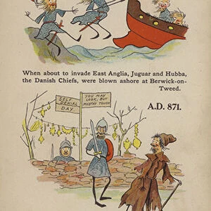 Comic Early English History: Danes and King Alfred (colour litho)