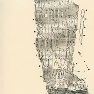 Commissioners Map of Manhattan, 1811 (b / w engraving)