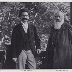 Composers Johann Strauss the Younger and Johannes Brahms, Vienna (b / w photo)