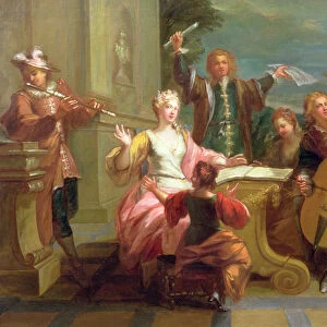 The Concert (oil on canvas) (pair of 101965)