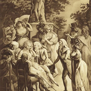 A conference of Madame de Stael (litho)