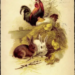 Easter Print featuring Rabbits and Chicks