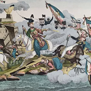 Conquest of Algiers by French troops in 1830, c. 1830-40 (coloured engraving)