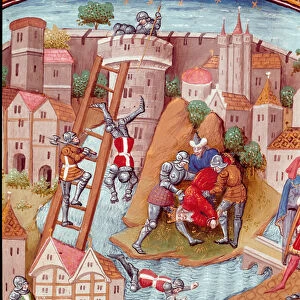 Conquete of a fortified town Detail. Miniature taken from "